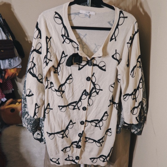 Glasses Printed Cardigan. - Picture 1 of 3